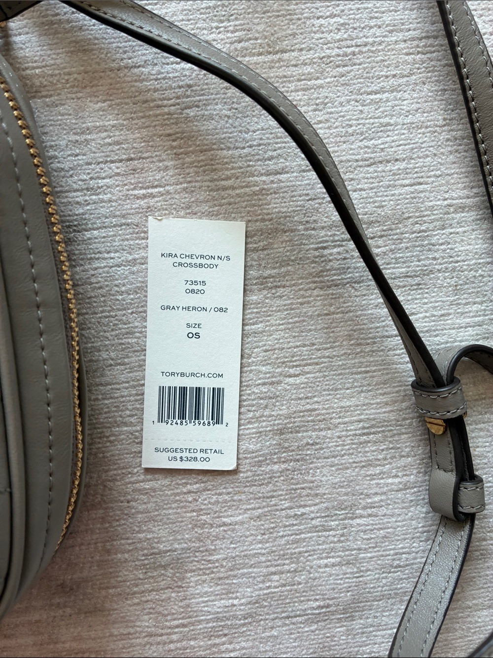 Tory Burch Kira Crossbody Phone Bag Gray Leather - Picture 4 of 7